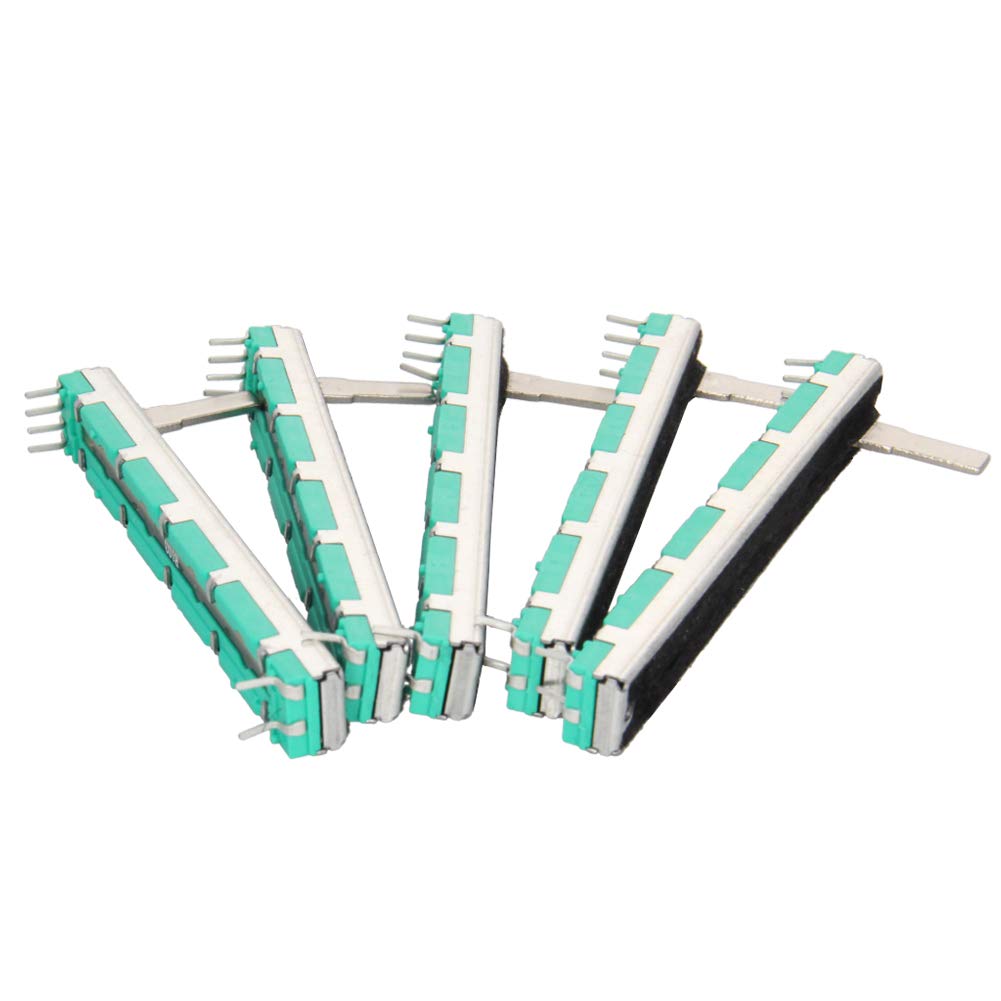 Heyiarbeit 5Pcs 10K Ohm Linear Electronic Potentiometer 75mm B10K 3 Pin Fader Variable Resistors Mixer Straight Slide Potentiometer for Dimming Tuning