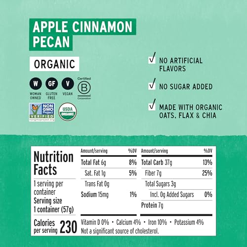 Image of Purely Elizabeth Organic Apple Cinnamon Superfood Oatmeal Cups, Great for Overnight Oats, Gluten-Free, 2 Ounce (Pack of 12)