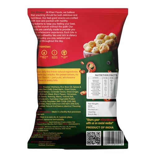 Image of Khari Foods Premium Flavoured Makhana 25g, Crunchy & Roasted Makhana Pops, Protein Source, Fibre Rich, No Palm Oil, Gluten Free (Peri Peri)