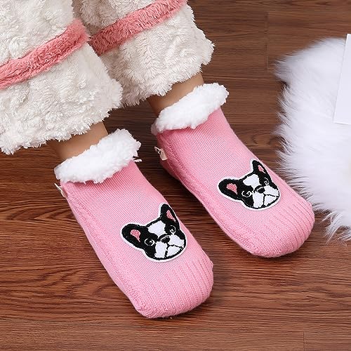 Image of ZYZX Cute Dog Slipper Socks for Women with Grips,Fuzzy Socks Indoor