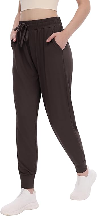 TNNZEET Women's Joggers with Pockets - High Waisted Sweatpants Tapered Leg Drawstring Lightweight Athletic Pants