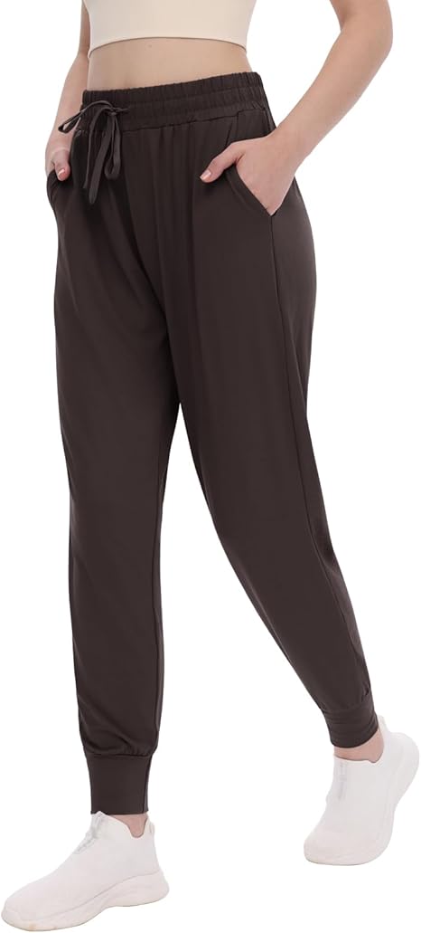 TNNZEET Women's Joggers with Pockets - High Waisted Sweatpants Tapered Leg Drawstring Lightweight Athletic Pants