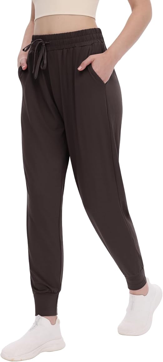 TNNZEET Women's Joggers with Pockets - High Waisted Sweatpants Tapered Leg Drawstring Lightweight Athletic Pants