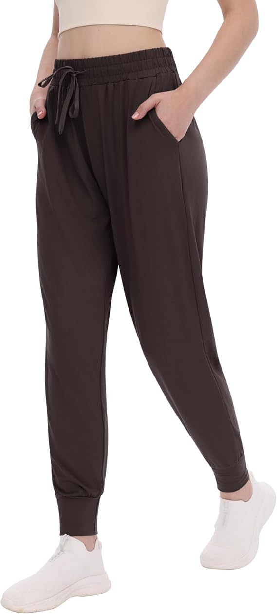 TNNZEET Women's Joggers with Pockets - High Waisted Sweatpants Tapered Leg Drawstring Lightweight Athletic Pants