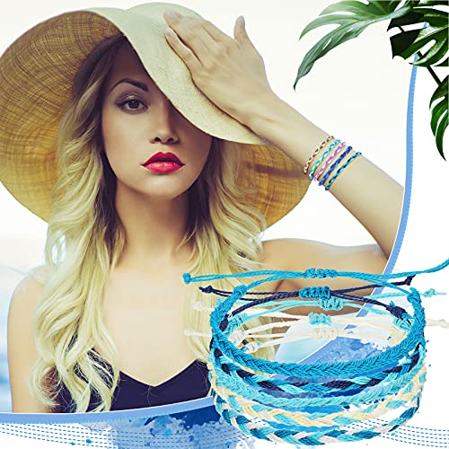 Hicarer 30 Pieces Friendship Bracelets Wave Handmade Kids Woven Braided Bracelet Waterproof Rope Bracelet Surfer Adjustable Bohemian Wrist Cord for Women Men Jewelry Party Accessories3