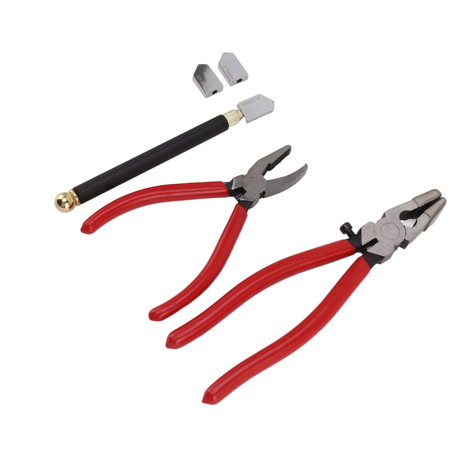 Kit de Herramientas para Cortar Vidrio con Alicates Rompedores, Alicates para Correr de Vidrio con Mandíbula Curva, Bolígrafo Cortador de Vidrio y 2 Cuchillas, para Vidrieras