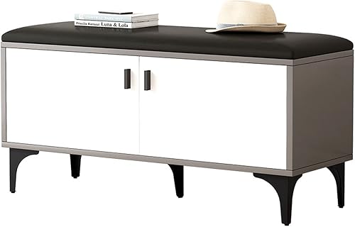 Zapatero de madera para entrada, zapatero para pasillo, banco de almacenamiento con cojín de asiento acolchado para porche, zapatero para entrada,