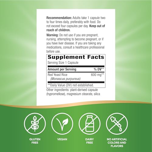 Nature's Way Red Yeast Rice, 600 mg per Serving, Vegan, 120 Capsules - image 5