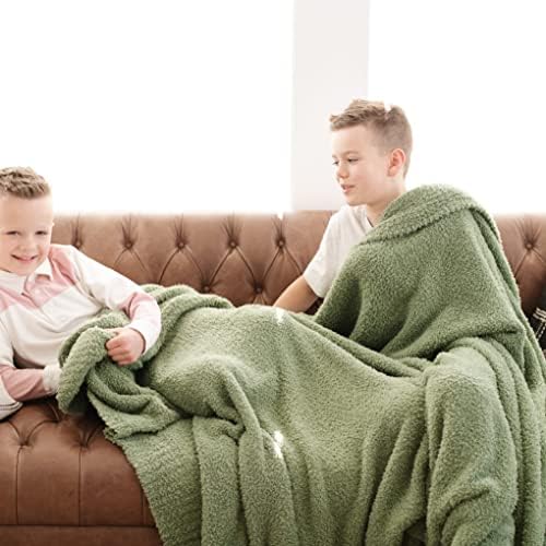 Image of Saranoni Bamboni Luxury Throw Blanket | Oversized Super Soft Plush Home Decorative Comfy Blankets for Couch or Bed | Olive - X-Large 60 inch x 80 inch