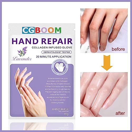 Handmasken, 3 Paar feuchtigkeitsspendende Handschuhe, Peeling-Handmasken, pflegende, weiche Handpflege, für trockene und rissige Hände (Classic)