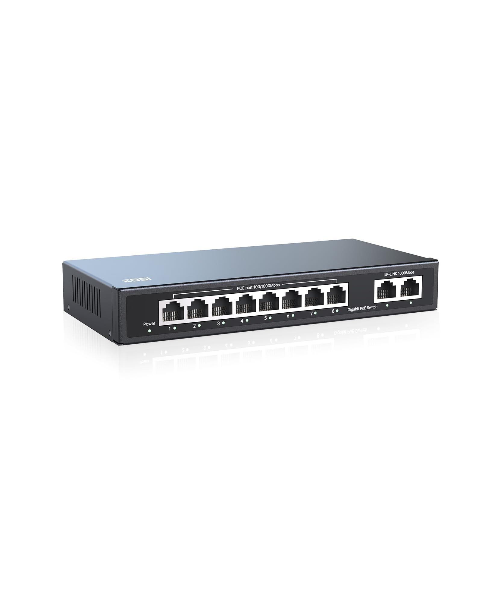 ZOSI 8 Porte PoE Switch Switch Gigabit con 1 Porta Uplink Gigabit, 96 W per 8 Porte PoE+, IEEE802.3af/at, Switch Ethernet non Gestito, Plug & Play, Alloggiamento in Metallo Robusto