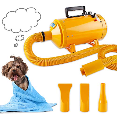 BAODE Profi Hundefön Hundetrockner Pet Trockner Tierfön Pet Dryer Hundepflege Haartrockner Haustier Pflege für Hunde (Gelb 2600W)