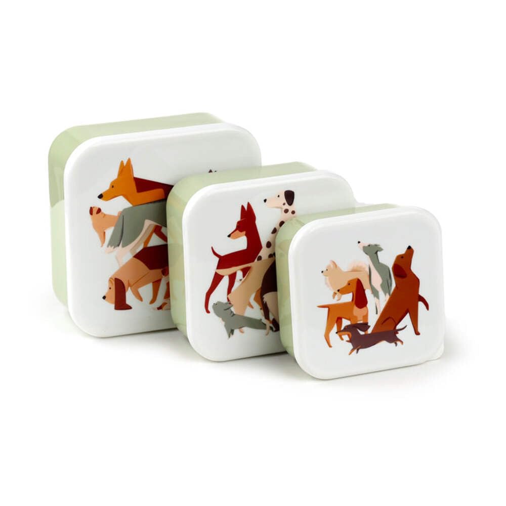 Puckator Brown Barks Dog Set Of 3 Lunch Box Snack Pots M/L/Xl