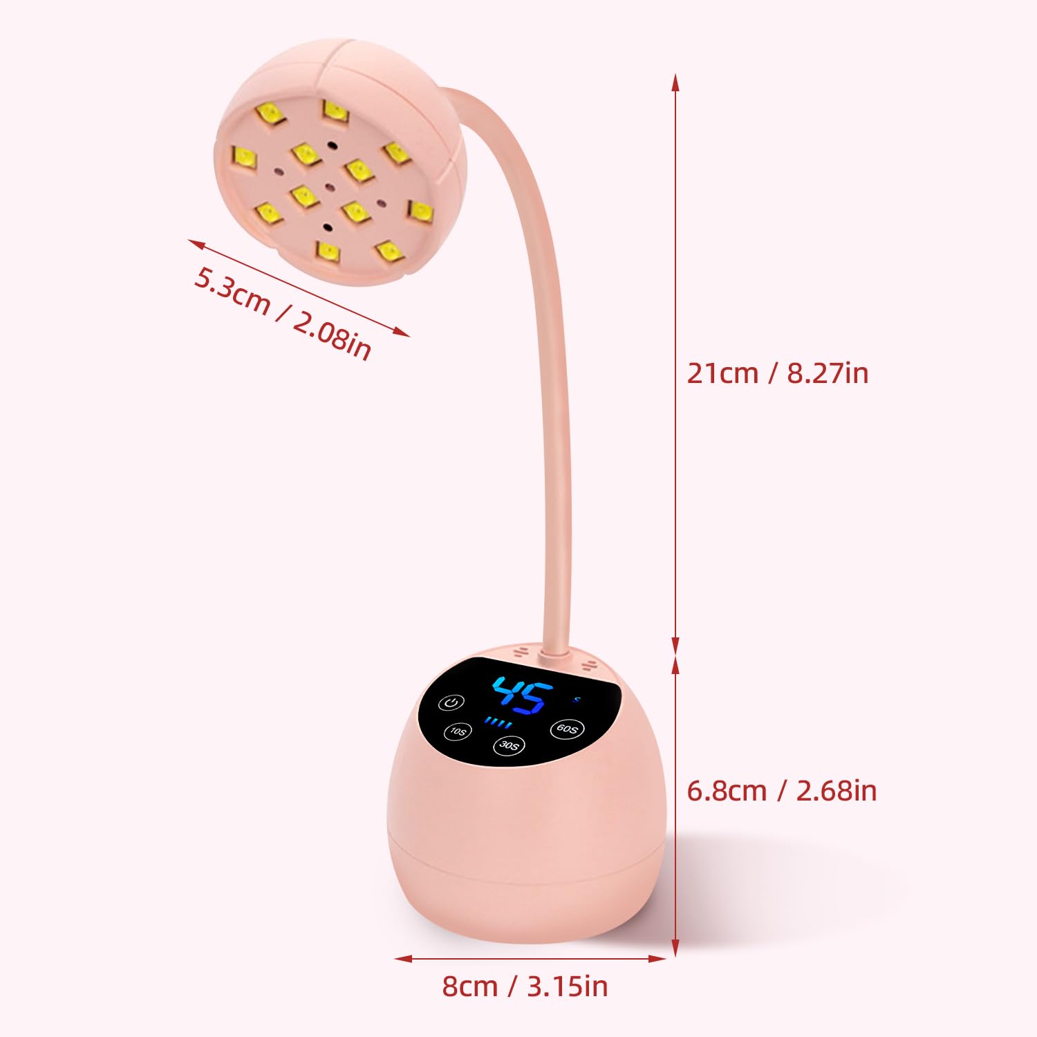 Mini Lampada UV Led Unghie,Display LCD,Sensore Automatico Intelligente, 36w Lampada Unghie Senza Fili, 12pcs Led Beads con Doppia Sorgente Luminosa UV, Uso Domestico e in Salone (Rosso)
