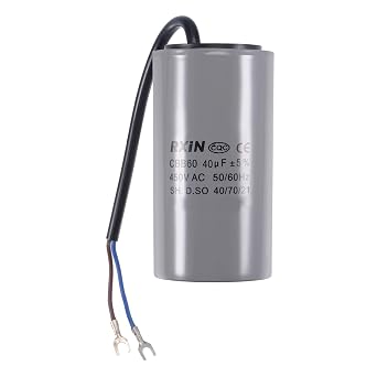 CBB60 40uF Run Capacitor 450V AC 40/70/21 5% 50/60Hz Cylinder 50x100mm 2 Wires with Terminal for Air Compressor Water Pump Motor