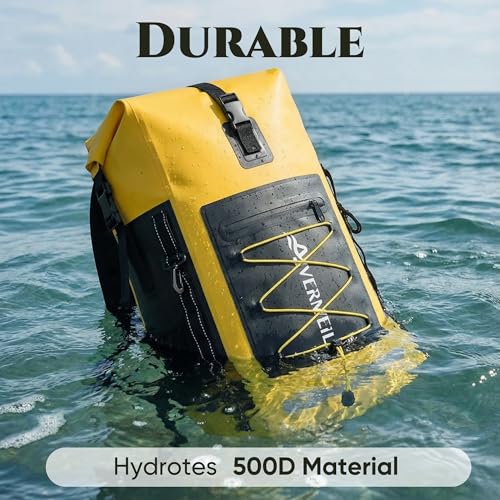 Mochila seca impermeable con cuerda elástica y bolsa pequeña impermeable Amarilla miniatura 7