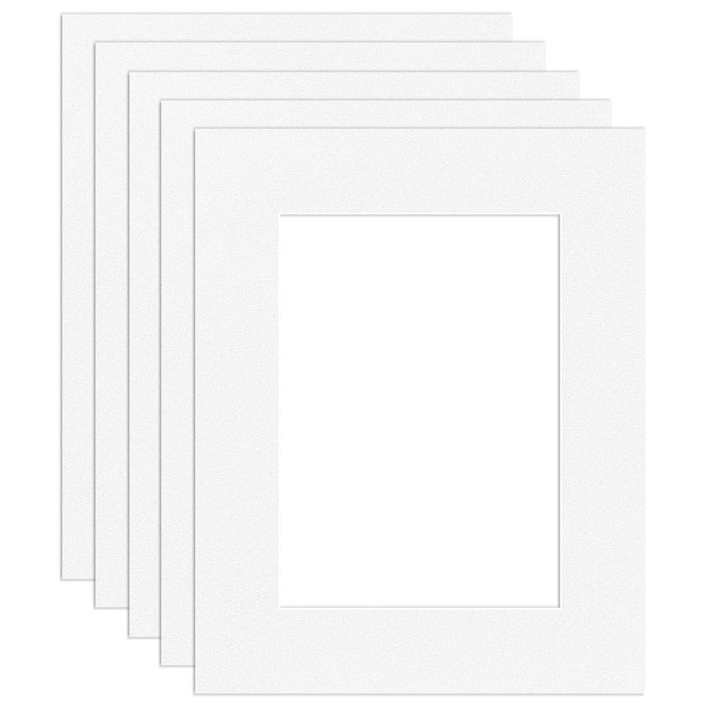Procut Global 10x8" White Picture Mounts Board to Fit 7x5" Aperture Size - Photo Mount Card Ideal for Prints, Artwork, Crafts & Certificates - Sizes & Colors Available - Pack of 5 โ image 1
