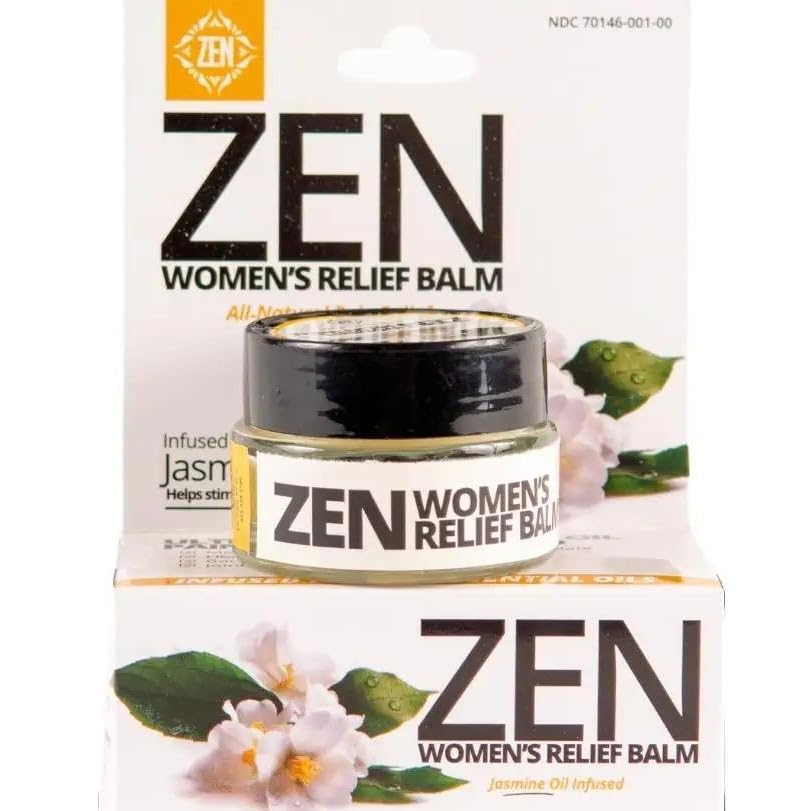 ZEN Women's Relief Balm- All-Natural Pain Reliever with Jasmine Oil & 11 Essential Oils- Works Great for Menstrual Cramps, Backaches, Headache, Joints & Muscle Pain - 0.7 oz (Pack of 1)
