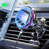 for Qi2 15W MagSafe Car Mount Charger RGB Light, Ice Cooling Magnetic Wireless Car Charger Phone Holder, Air Vent Fast Charging for iPhone 17 16 15 14 13 12 Pro Max Air, Galaxy S25, Car Accessories