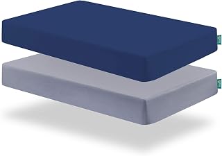 Biloban 2 Pack Crib Sheets Grey & Navy - Fitted for Standard 52x28 Mattress, Ultra Soft Breathable Microfiber, 4.6 Stars 19K Reviews