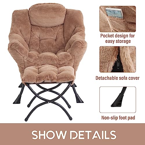 Image of LITA Plush Brown Modern Accent Leisure Upholstered Sofa Chair, Lounge Reading Chair with Armrests and a Side Pocket for Living Room, Bedroom & Small Space, 28.5 x 25.5 x 37.4 inches