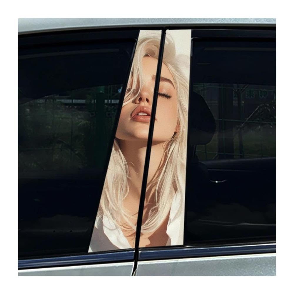 Decorative Items 2pcs Beauty Sexy Lady Car Center Pillar Sticker Auto B Pillar Protective Film Decoration Scratch Cover Sticker(Type A)