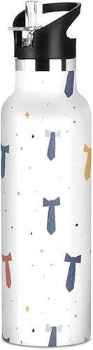 Miniatura 25 de Botella de agua reutilizable con aislamiento de doble pared con diseño de flores para el Día de los Padres, aislada, con tapa de popote, sin BPA, a