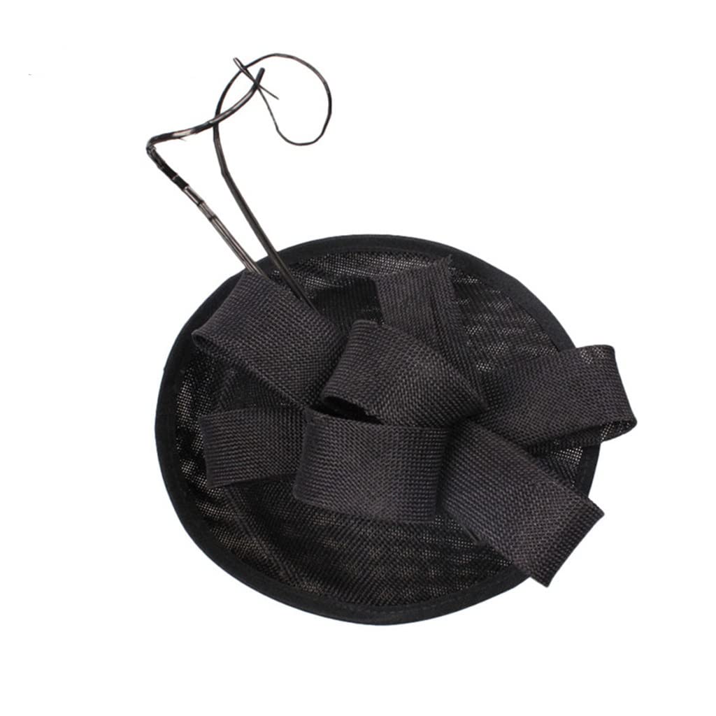 Tocado Elegante Negro para Boda, Accesorio para cóctel, Sombrero para Mujer, Diadema de Pelo francés, Moda Vintage para Mujer, una Pieza (D 20cm)