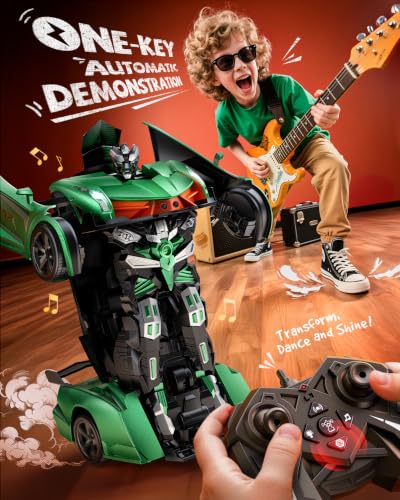 Image of Veeniix V992 1:14 Scale 2-in-1 Transform RC Robot Car Toy, Green