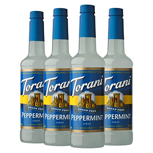 Torani Sugar Free Peppermint Flavored Drink Syrup, 25.4 fl oz (Pack of 4)
