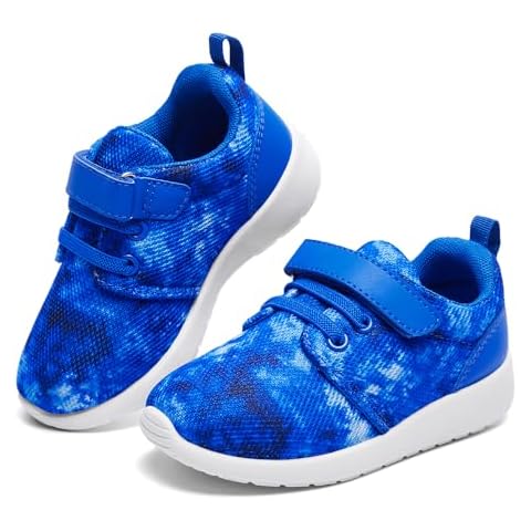 HIITAVE Boys Shoes Kids Sneakers Strap Tennis | Breathable, Lightweight. Machin Washable Tie Dye Blue Size 13 M US Little Kid Cover