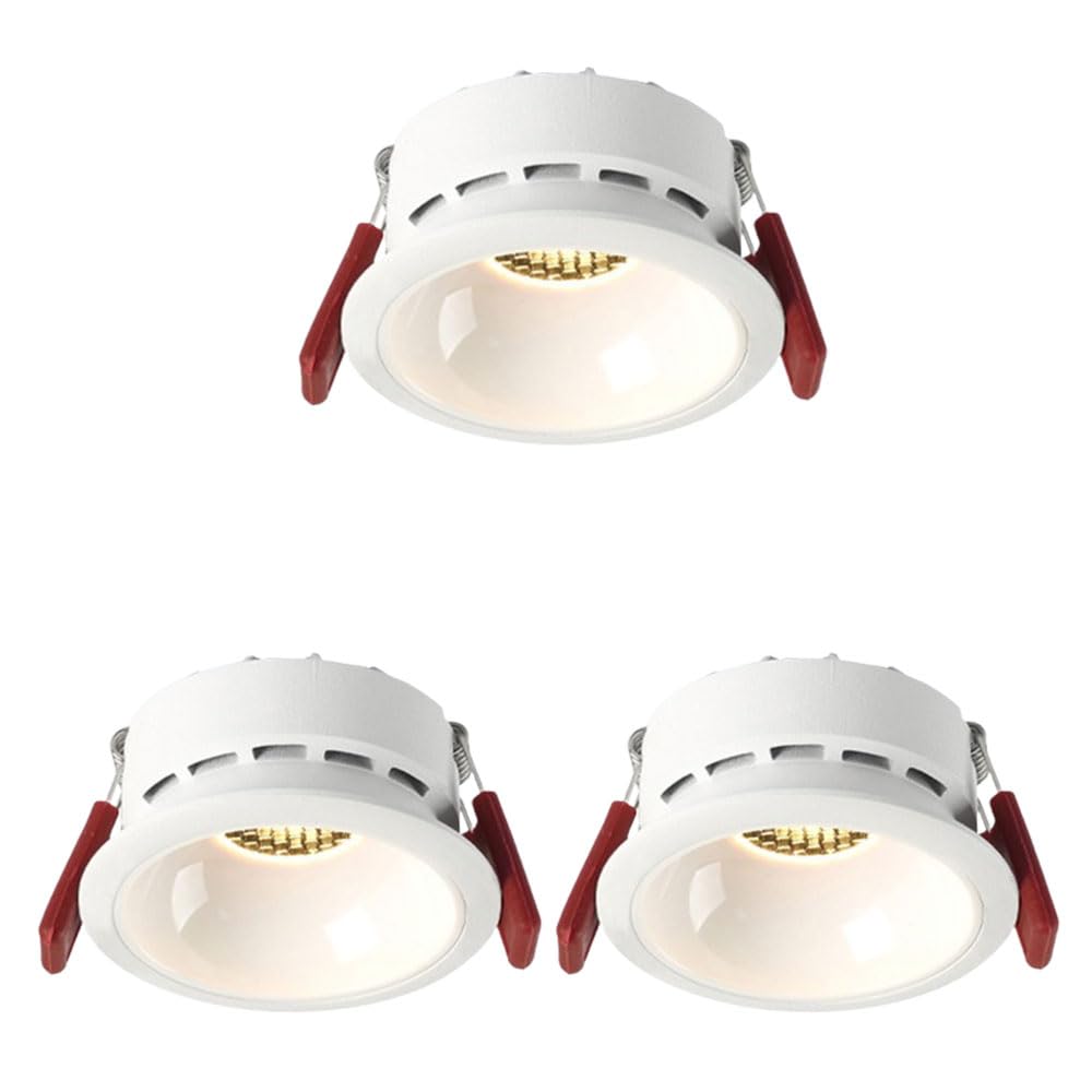 ASerZenith 3-Pack 3.3 Inch Led Downlight Interior Recessed Ceiling Lighting Dimmable 7W Cob Anti-Glare Led Panel Light Cri90+ Dimmable Led Recessed Downlight,White