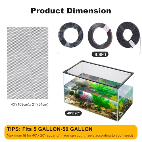 Uross Fish Tank lid Magnetic Aquarium lid Fish Tank Hood top Cover Anti-Jumping net Cover mesh to Protect Fishes Jumping Out - Image 3