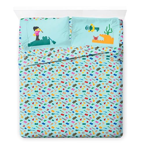Image of Jay Franco Kids Comforter Set Includes Sheets and Pillow Covers - Soft and Cozy Bed Set for Stylish Room Decor, Official Licensed Bedding, White - LEGO, 7 Piece Full