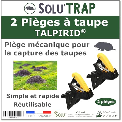 SOLU'TRAP 2 Pièges à Taupes Mécanique – Capture Ciblée dans Les Galeries Actives – sans Produit Chimique – pour Pelouse, Jardin et Espaces Verts –...