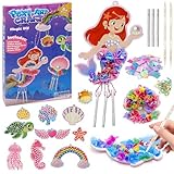 Veftsvy Bastelset Kinder ab 6 4 5 Jahre, Blumen Basteln Mädchen 8 10 6 5 7 9 Jahre, Geschenk Mädchen 4 5 6 7 8 9 10 Jahres, Kreativ Set für Kinder, mit Pailletten Basteln Kinders (Meerjungfrau)