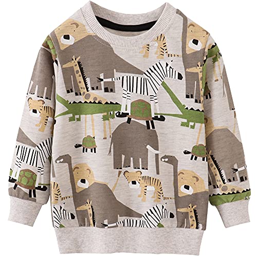 Image of Akyzic Boys Sweatshirts Cotton Long Sleeve Crewneck Pullover Toddler Kids Winter Warm Shirt Sweater Tops 3t-8t