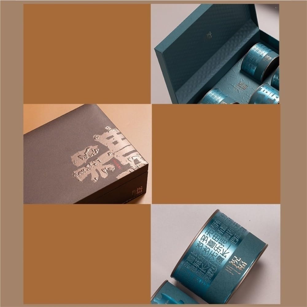 HLTYGWX Küchenkanister, große Tee-Aufbewahrungsdosen, runde kleine Eisendosen, versiegelte Küchendosen, Leere Dosen, Retro-Tee-Set, fünf Dosen, Geschenkbox-Set, Tee-Aufbewahrungsbehälter (A)