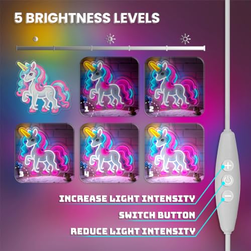 Image of Unicorn Neon Sign for Wall Decor, Colorful Unicorn Neon Signs, Dimmable Acrylic Neon Lights for Girls Room Bedroom School Classroom Party Decorations Nursery, Perfect Gifts