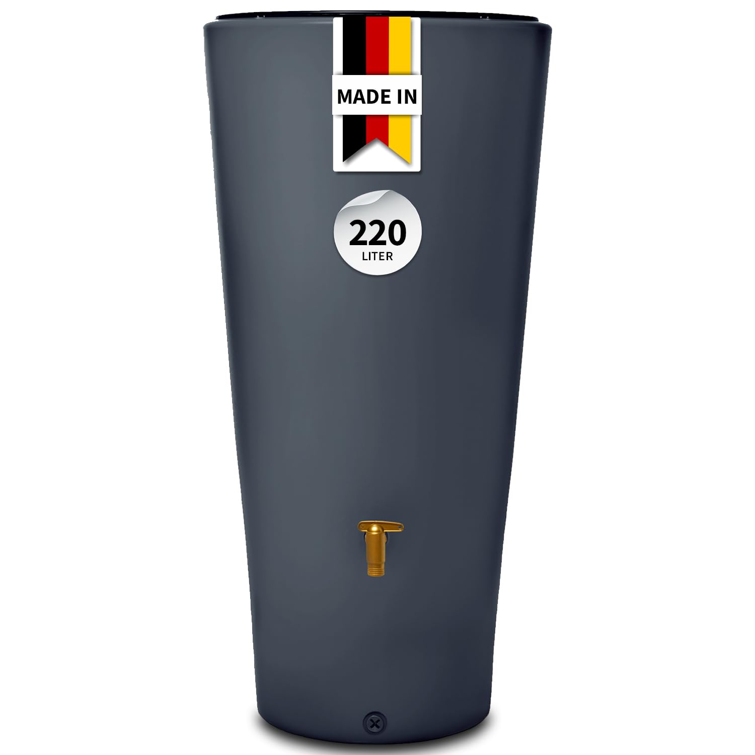 4rain Vaso 2in1 Regentonne 220 Liter Graphite Grey inkl. Pflanzschale | stilvolle Regentonne für Garten mit Auslaufhahn und Pflanzschale nachhaltiger Wassertank in Anthrazit für Bewässerung