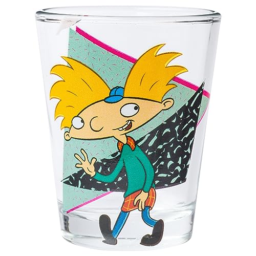 Image of Silver Buffalo Nickelodeon Retro Featuring Rocko, Angelica, Stimpy, and Arnold 4 Pack Mini Glass Set, 1.5 Ounces