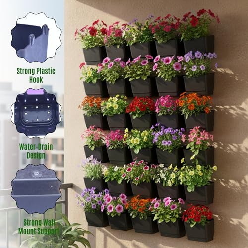 Image of Vertical Hanging Pot 5x5x5 Inch (Pack of 12) | Strong Hanging Planter for Balcony, Home Garden & Wall Decor | Finish Indoor Outdoor Plant Pots