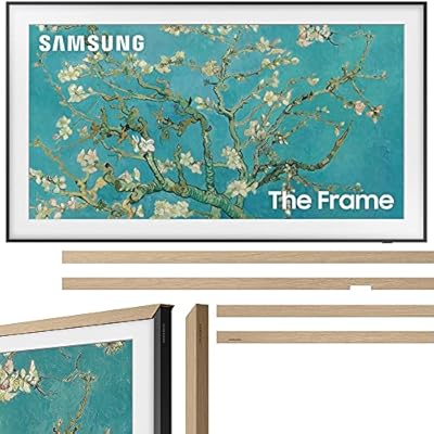 Samsung QN32LS03CB 32 inch The Frame QLED HDR 4K Smart TV Bundle with 32 Inch The Frame Customizable Bezel, Modern Teak (2023 Model)