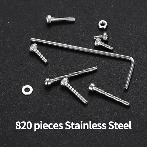 Miniatura 3 de Juego De 820 Tornillos M2 Con Cabeza Hexagonal, Tornillos De Máquina De Acero Inoxidable 304 Con Tuercas Y Arandelas Surtidas, Incluye Llaves Allen