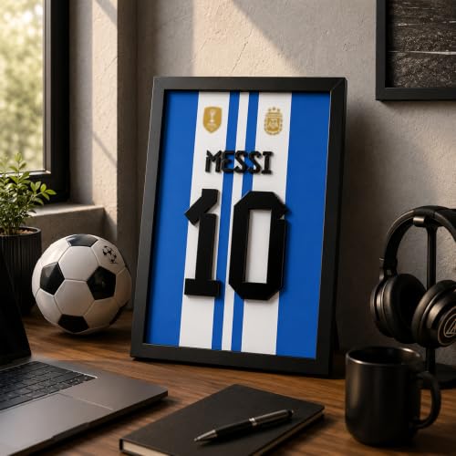 Image of CodersParadise No. 10 Football Inspired 3D Wall Art Frame, Sports Fan Decor, Layered Wall Hanging for Bedroom, Living Room, Gaming Room & Home Decoration