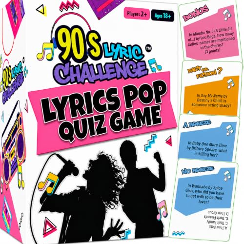 90s Song Lyric Game Finish the Lyrics Music Trivia Card Game for Adults 90s Nostalgia Party Game for Millennials & Gen X