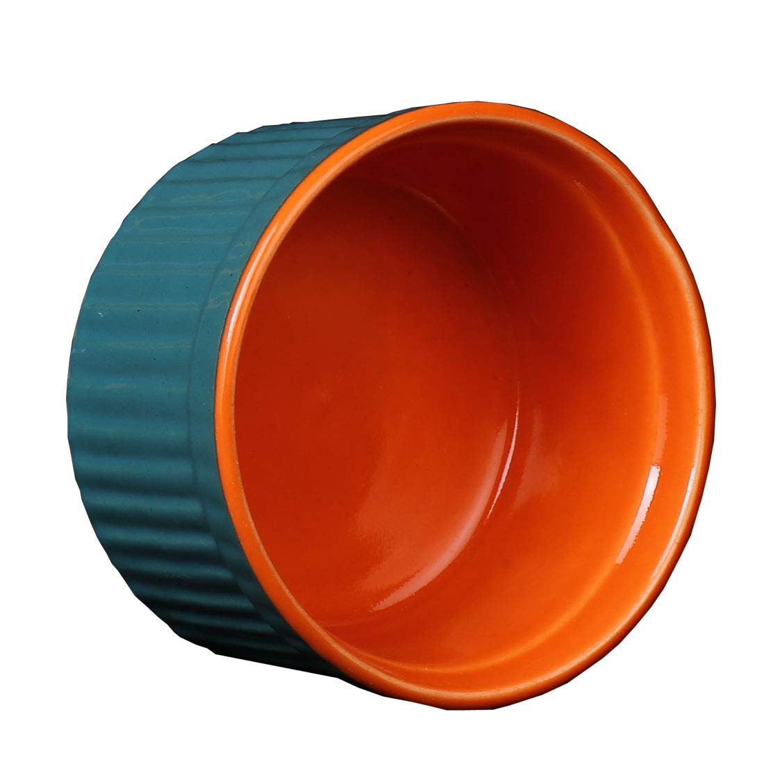 Caffeine Ceramic Handmade Blue & Orange Matte Ramekins Bowl(Set of 1) 3