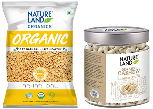Image of Natureland Organics Arhar /Toor Dal Pouch, 1 kg & Cashew Jar, 200 g