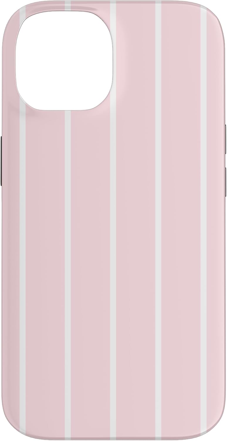 Blush Pink Stripes Thin Vertical White Lines Retro Decor Case for iPhone 16