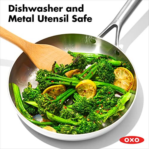 Image of OXO Mira Tri-Ply Stainless Steel, 10 inch Frying Pan Skillet, Induction, Multi Clad, Dishwasher and Metal Utensil Safe